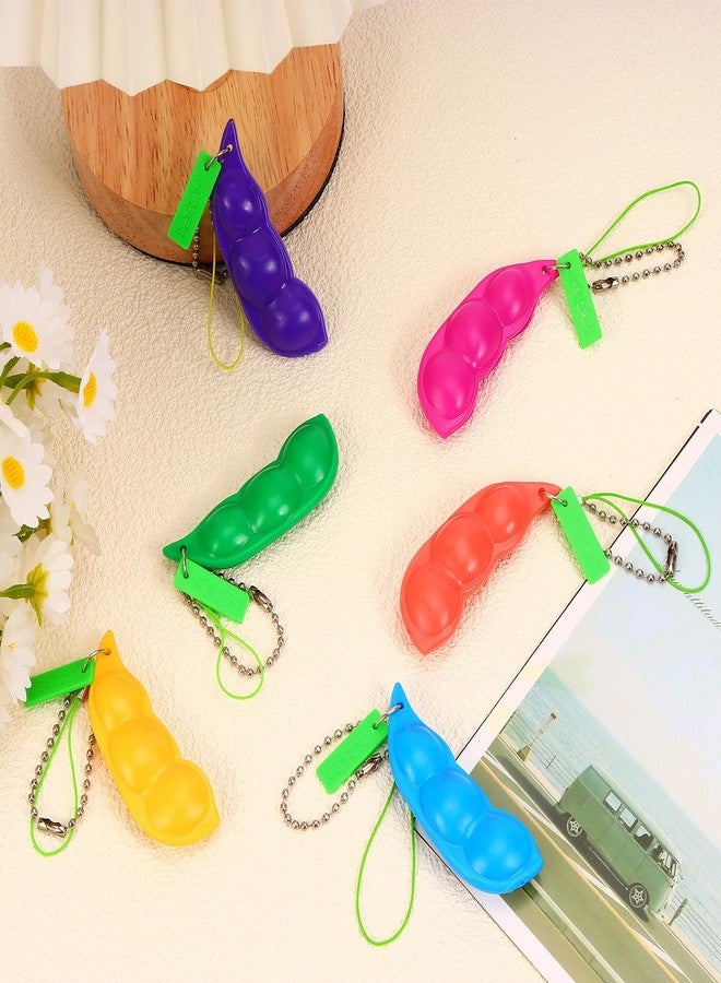 VICROIC 12 PCS Squeeze Bean Keychain, Edamame Pea Keychain Fidget Toys, Colorful Soybeans Fidget Toys Gifts for Stress Relief, Keyring, Decoration, Party Favors Supplies - Image 4